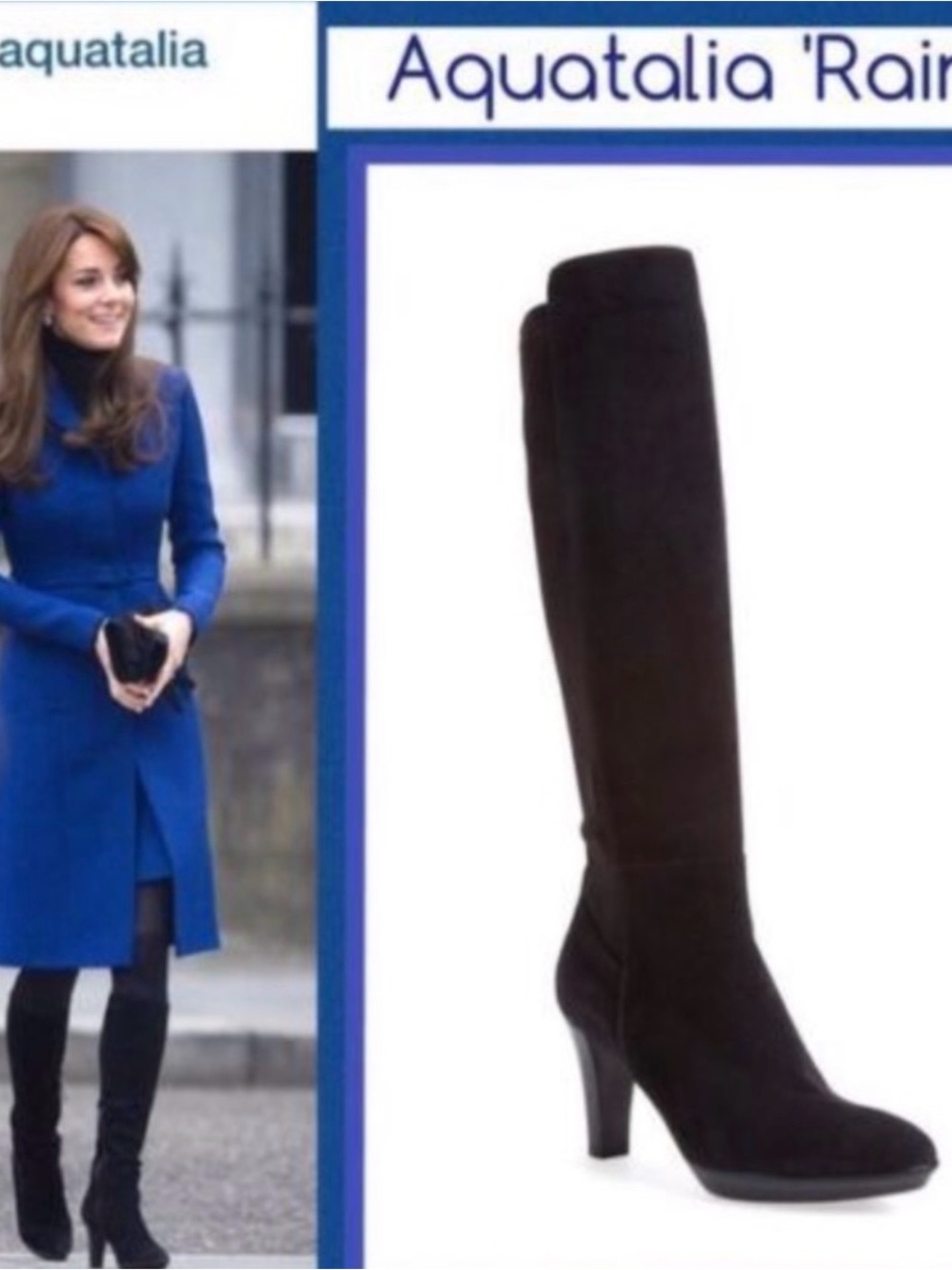 Aquatalia Black Over-the-Knee Suede Heel Boots
